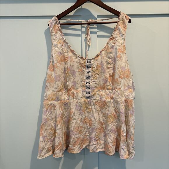 Torrid Babydoll Corset Top 5X Cream Pink Festival Fairy Coquette Bloom Whimsy - Picture 1 of 16